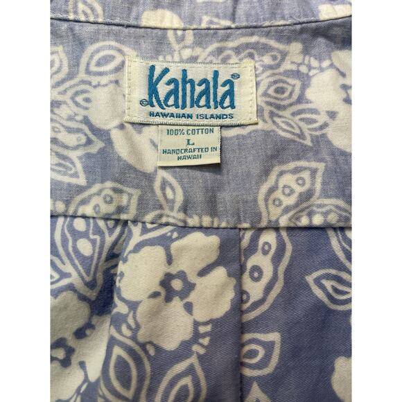 VTG KAHALA Men Hawaiian Shirt Reverse Tropical Print Large 100% Cotton USA-Stain - Picture 3 of 10